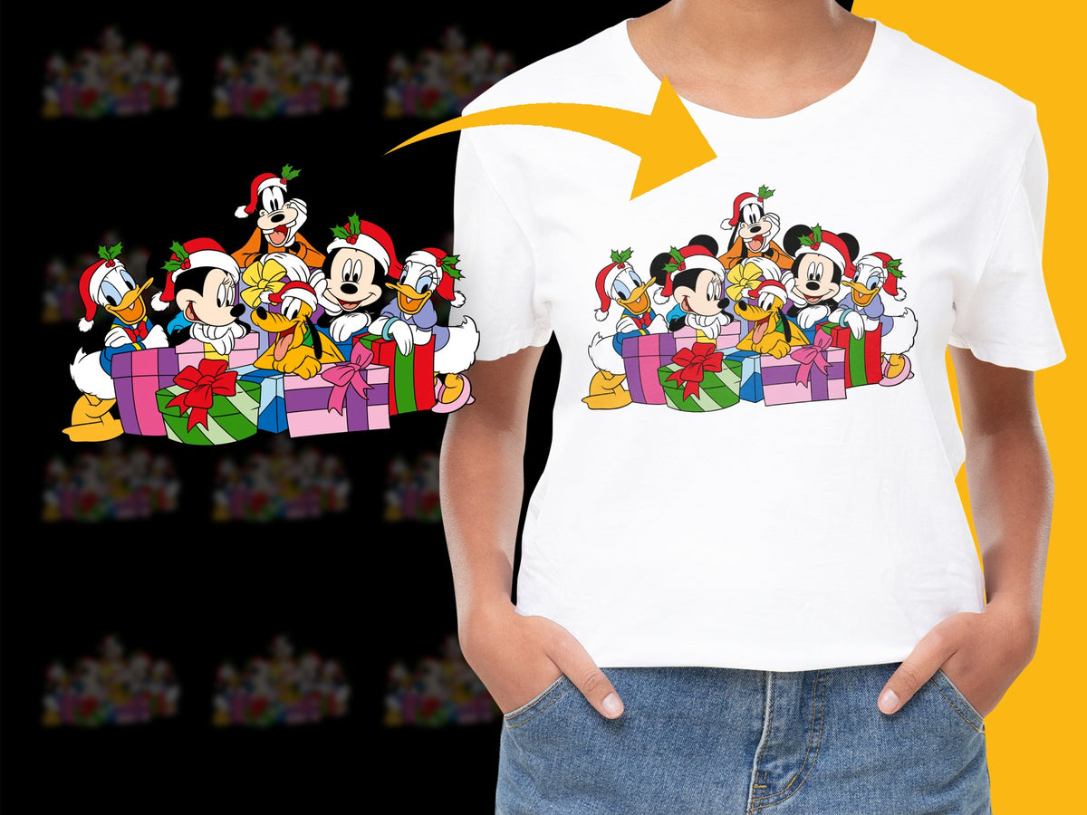 Disney Character Christmas T-Shirt, Festive Holiday Gift Tee, Kids and Adults Sizes Available