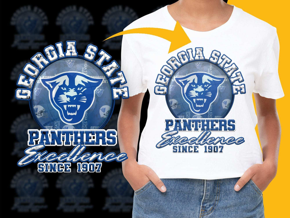 Georgia State Panthers T-Shirt, Excellence Since 1907, Blue and White Graphic Tee