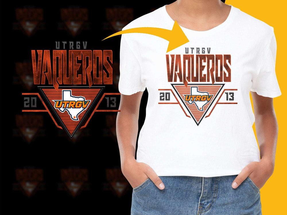 UTRGV Vaqueros T-Shirt, College Sports Tee, Graphic Print, Unisex Casual Wear, White Cotton Shirt