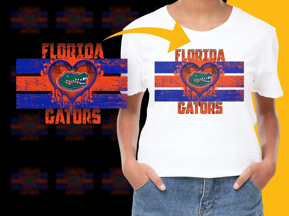 Florida Gators Heart Design T-Shirt, College Sports Fan Apparel, Vibrant Graphic Tee