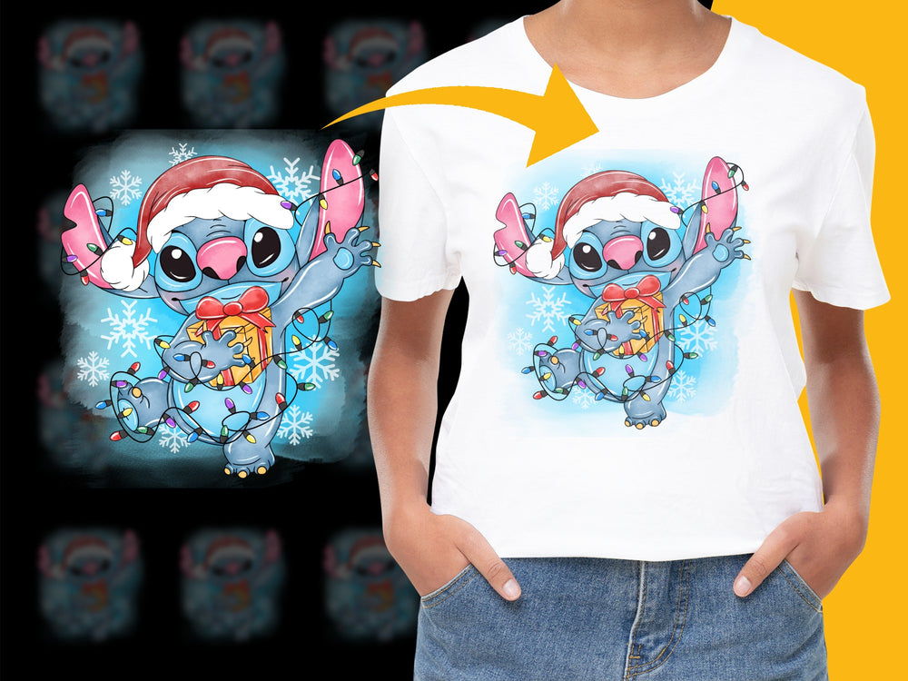 Cute Alien Winter Holiday T-Shirt, Kids Christmas Snowflake Tee, Cartoon Character Festive Apparel