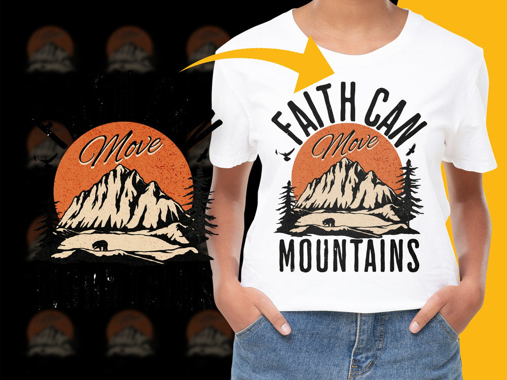 Faith Can Move Mountains T-Shirt, Inspirational Quote Tee, Mountain Graphic, Unisex Fashion Top