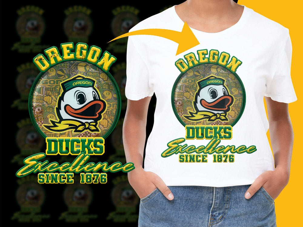 Oregon Ducks Excellence T-Shirt, Vintage College Sports Tee, Since 1876 Graphic Design