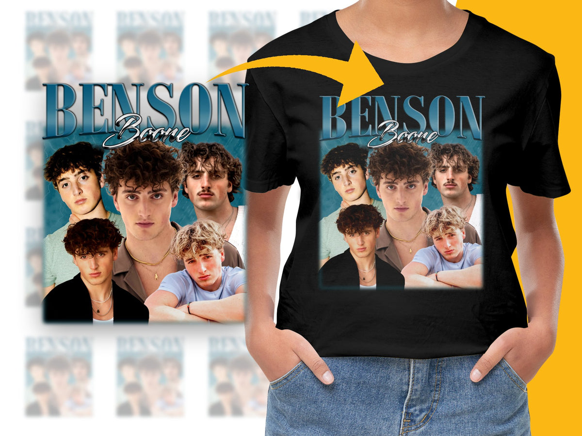Benson Boone Fan T-Shirt, Graphic Tee with Multiple Poses, Music Lover Gift, Casual Streetwear, Unisex Cotton Shirt