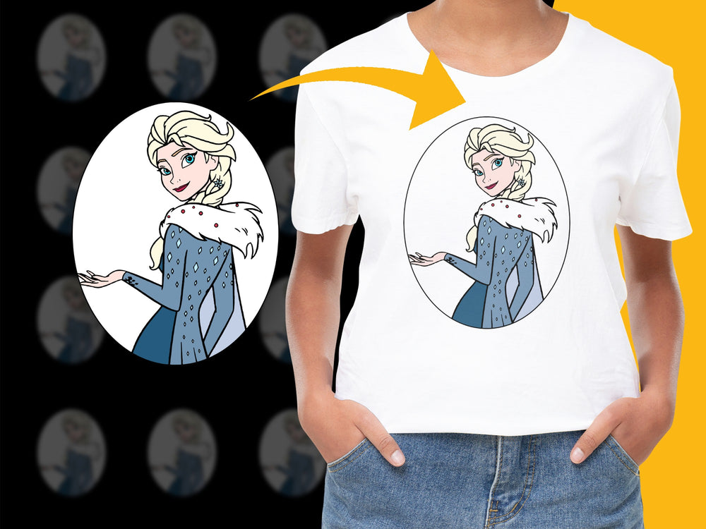 Kids Elsa Frozen T-Shirt, Disney Princess Graphic Tee, Girls White Cotton Shirt, Cartoon Character Top, Birthday Gift Idea