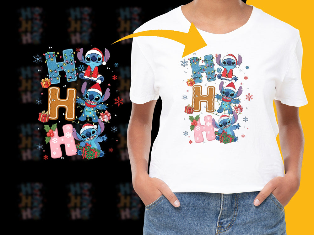 Kids Christmas T-Shirt, Cute Cartoon Alien Graphic, Festive Holiday Tee, Colorful Casual Wear, Unisex Children's Clothing