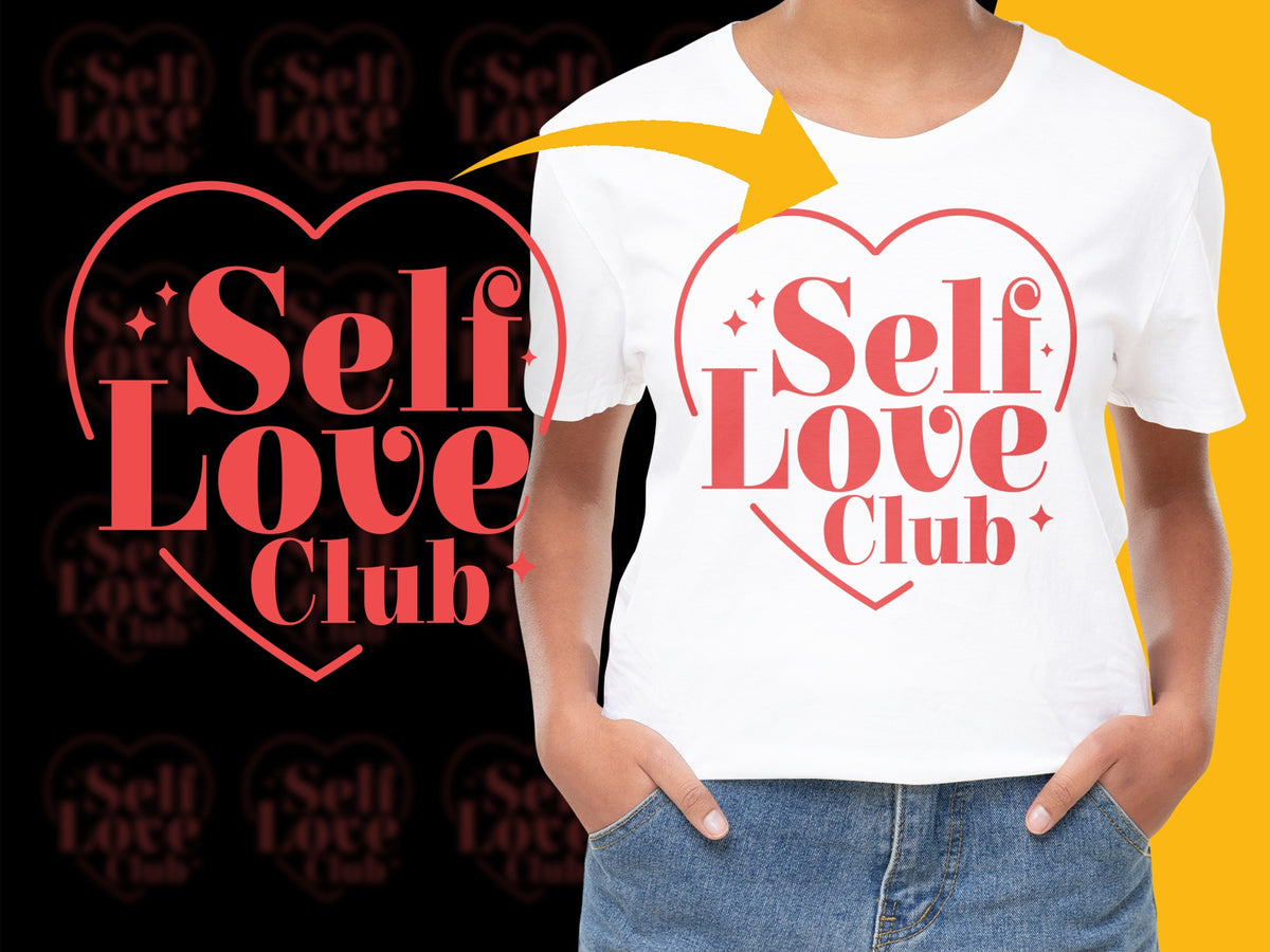 Self Love Club T-Shirt, Empowering Positive Message Graphic Tee, Trendy Self-Care Fashion Top