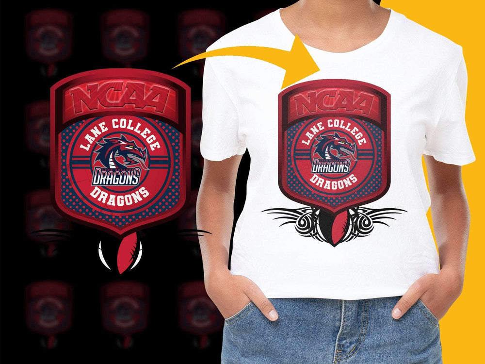NCAA Lake College Dragons Logo T-Shirt, Red Graphic Tee, Collegiate Sports Apparel, Unisex Fit