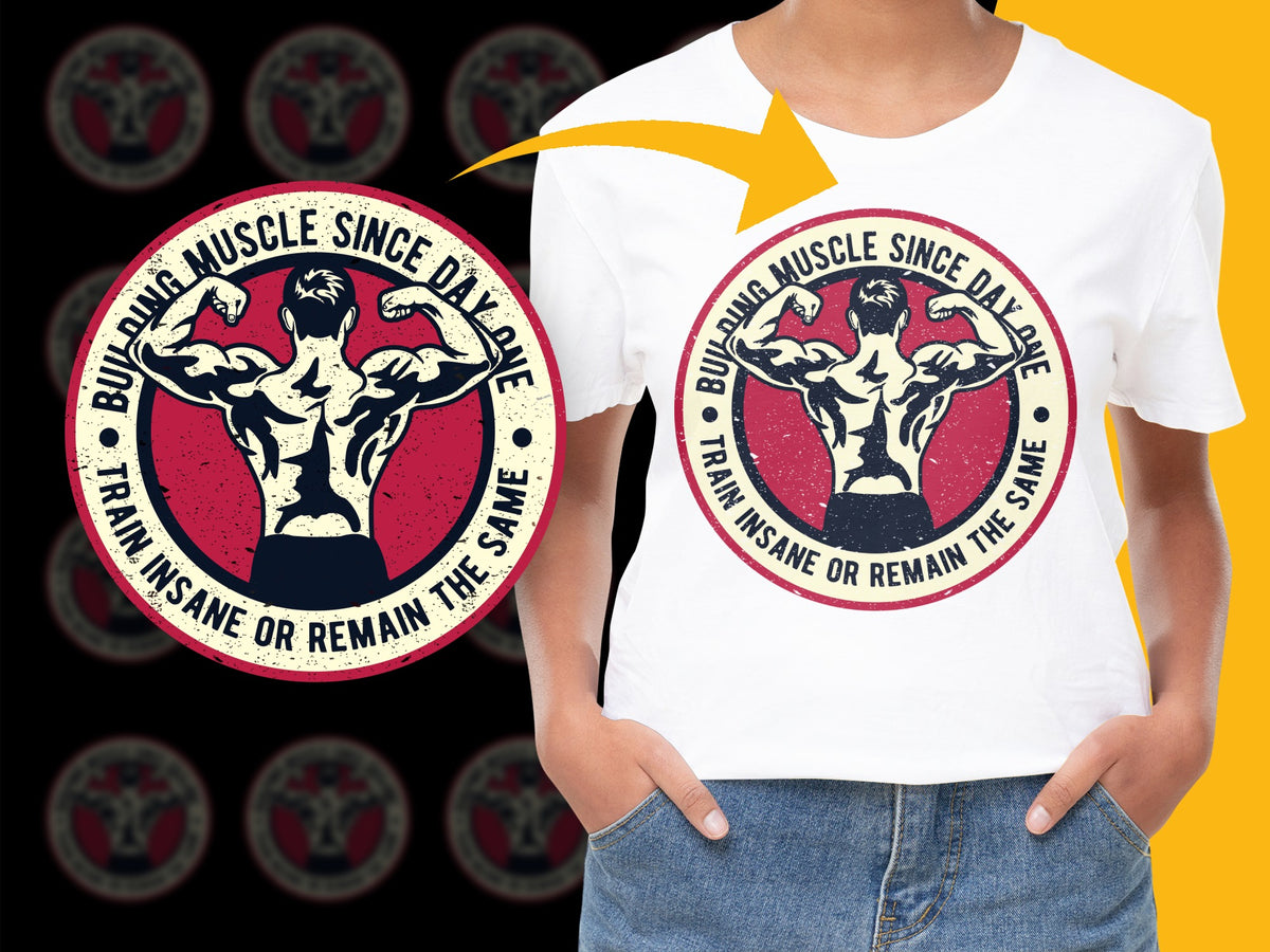Vintage Bodybuilding T-Shirt, Muscle Graphic Tee, Men's Workout Shirt, Retro Fitness Apparel, Train Insane Remain the Same