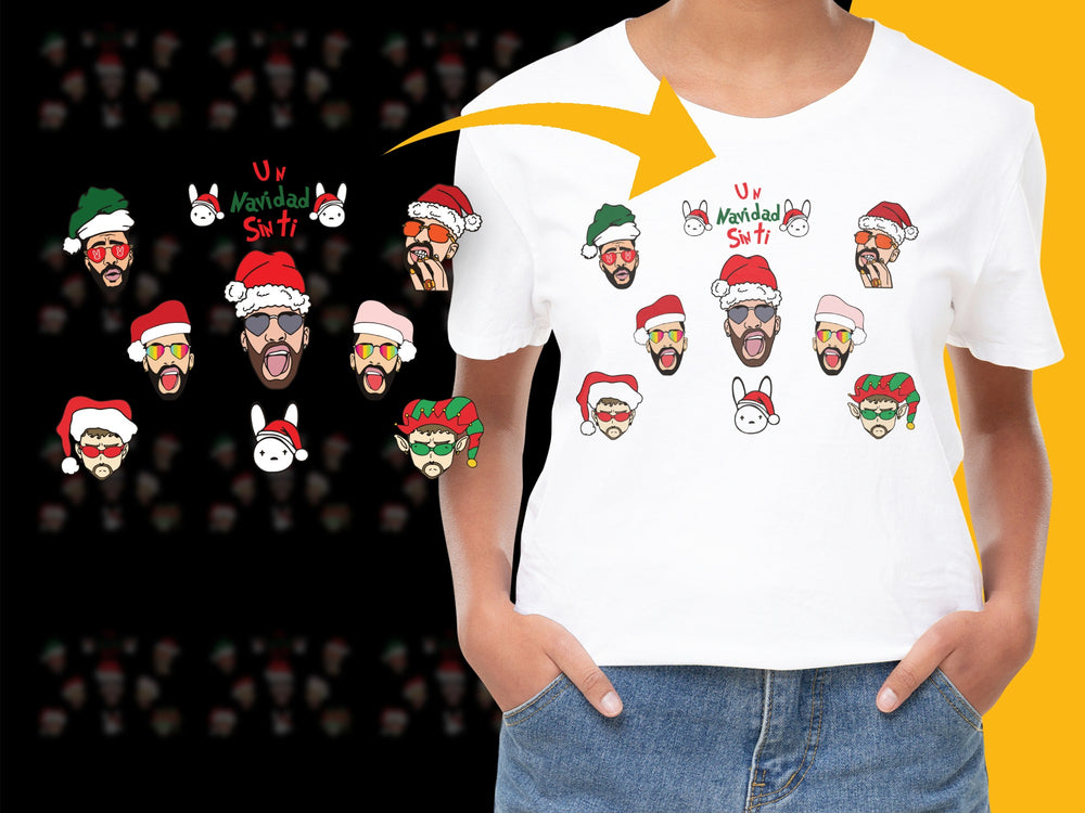Festive Christmas T-Shirt, Santa Emojis, Holiday Party Tee, Funny Xmas Gift, Men Women Youth Sizes