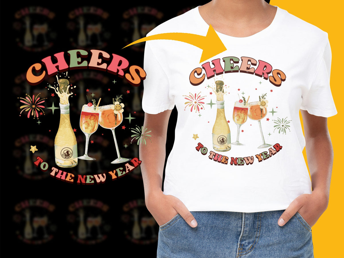 New Year Cheers Celebration T-Shirt, Festive Holiday Party Wear, Fireworks Graphic Tee, Unisex Fashion
