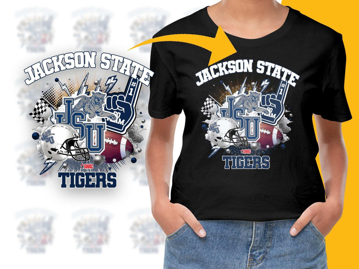 Jackson State Tigers Graphic T-Shirt, Unisex College Football Tee, JSU Tigers Fan Apparel, Sports Casual Wear, Stylish Game Day Outfit