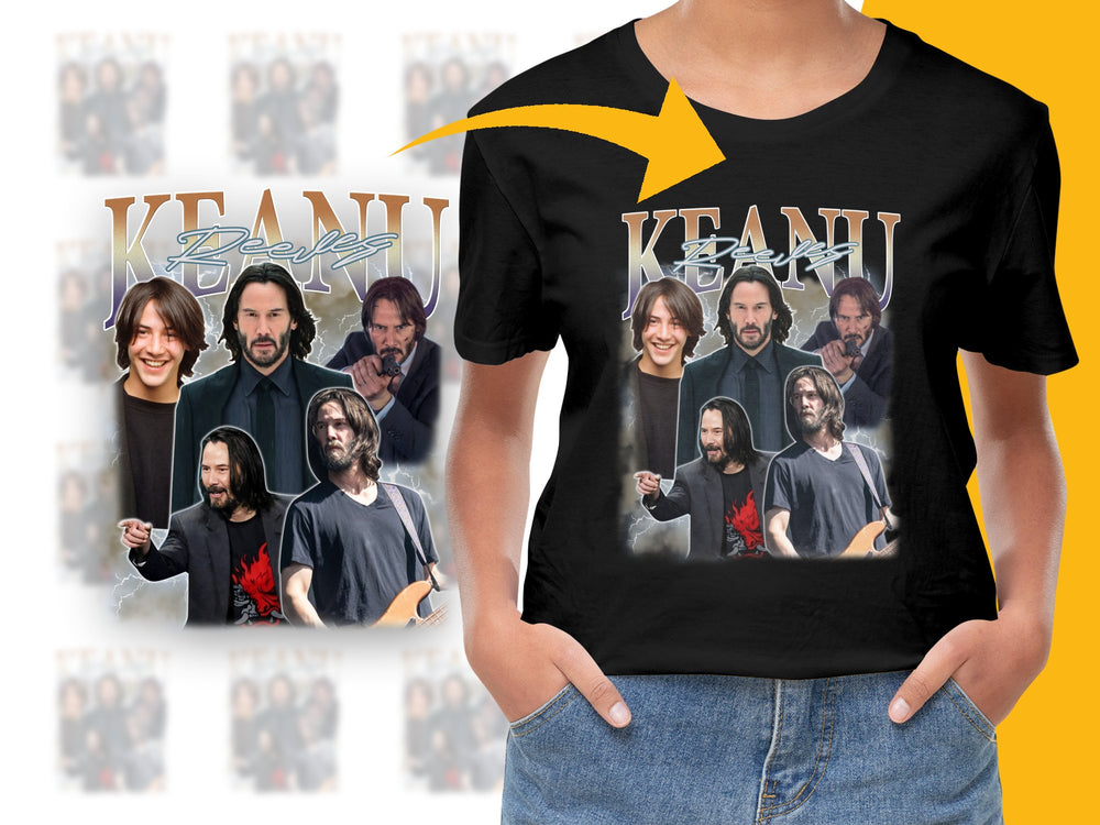 Keanu Reeves Fan T-Shirt, Multiple Poses Graphic Tee, Unisex Pop Culture Apparel