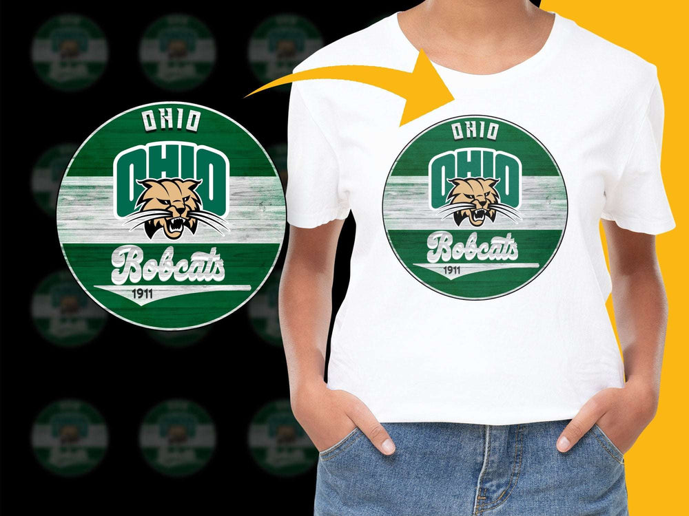 Ohio Bobcats 1911 Logo T-Shirt, Vintage College Sports Tee, Green and White Graphic, Unisex Casual Wear
