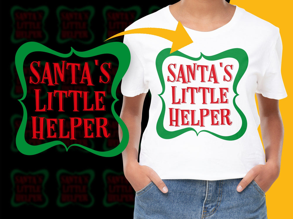 Santa's Little Helper Christmas T-Shirt, Festive Holiday Graphic Tee, Unisex Kids and Adult Sizes