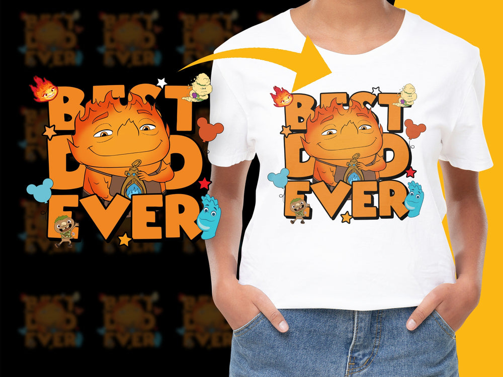 Best Dad Ever Funny Cartoon T-Shirt, Unique Father's Day Gift, Colorful Family Apparel
