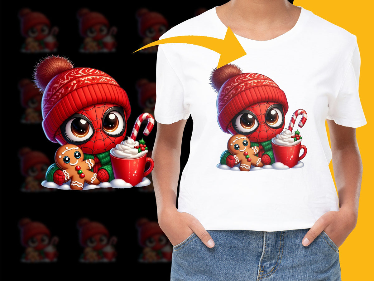 Cute Christmas T-Shirt, Cartoon Owl with Hot Chocolate, Holiday Apparel for Kids and Adults