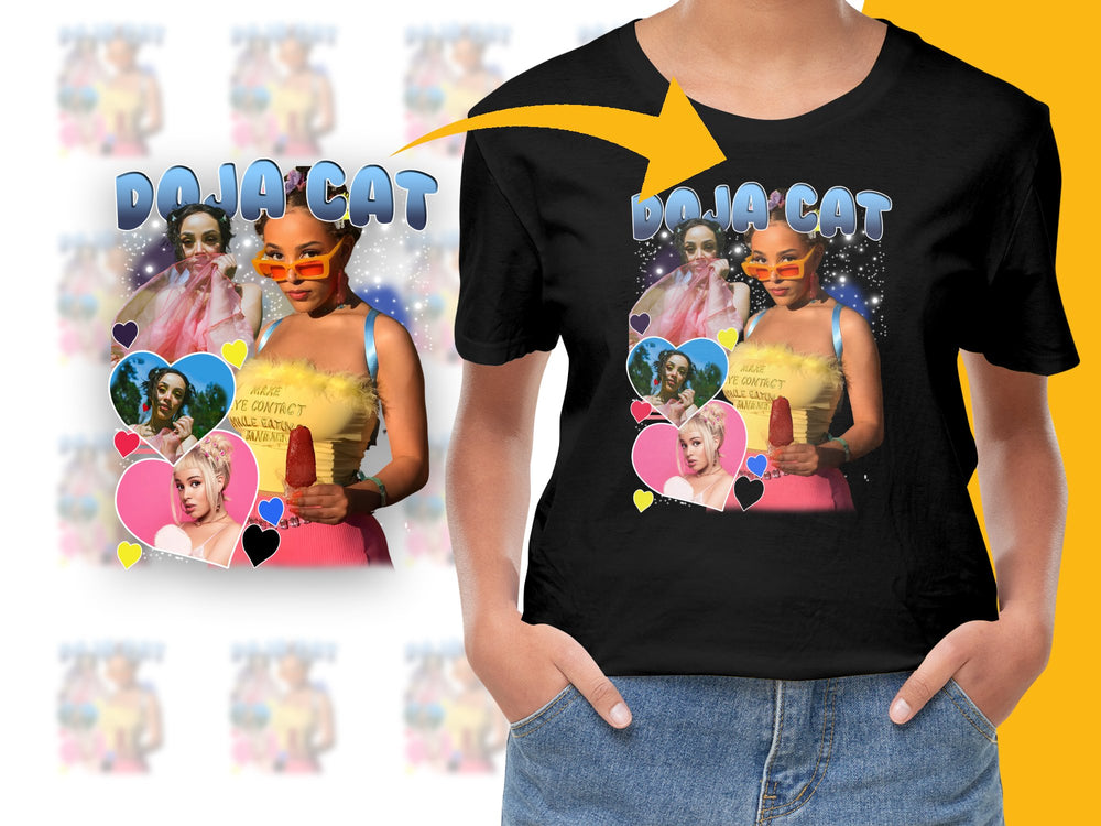 Doja Cat Inspired Graphic T-Shirt, Colorful Pop Art Style, Trendy Music Fan Tee, Unique Gift Idea