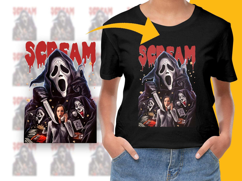 Scream Movie Graphic T-Shirt, Horror Film Classic Tee, Vintage Style, Unisex Cotton Shirt