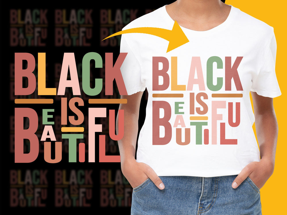 Black is Beautiful T-Shirt, Colorful Text Design, Inspirational Quote, Unisex Cotton Tee, Fashion Statement Top, Trendy Graphic Shirt