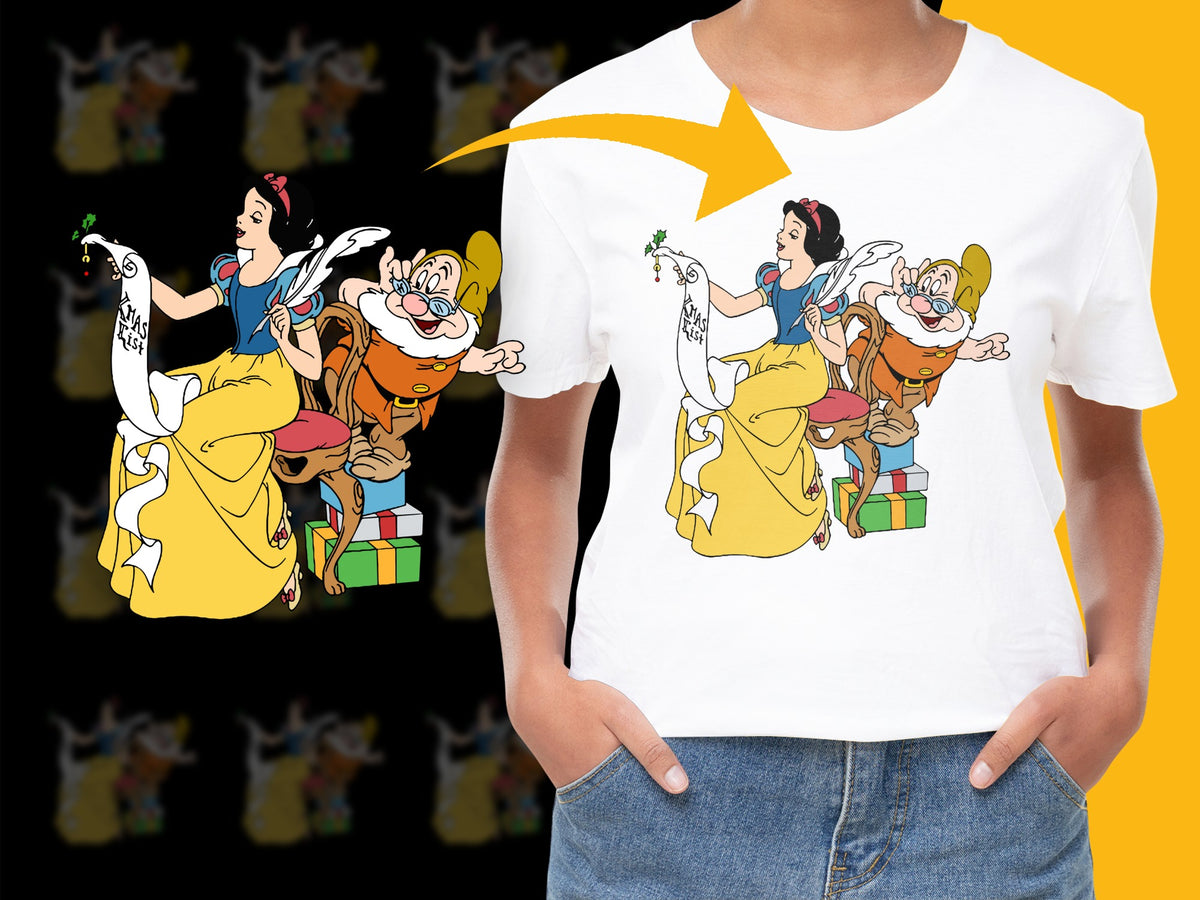 Kids White T-Shirt with Classic Cartoon Characters, Colorful Graphic Tee, Gift for Children