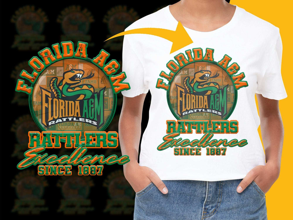 Florida AandM Rattlers T-Shirt, Excellence Since 1887, Vintage College Apparel, Unisex Graphic Tee
