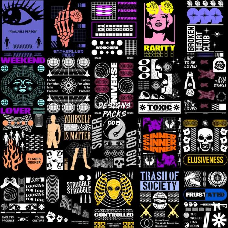 99 Mixed Streetwear Designs Bundle Png Svg Eps