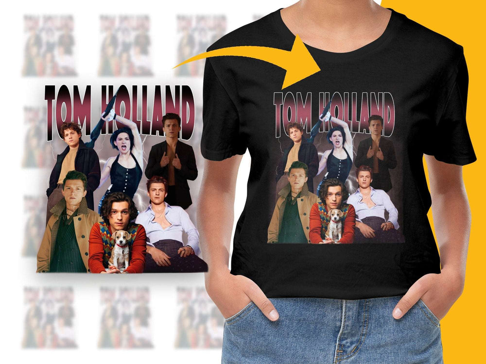 Tom Holland Fan T-Shirt, Movie Star Collage, Actor Photo Montage, Unique Celebrity Apparel, Gift Idea