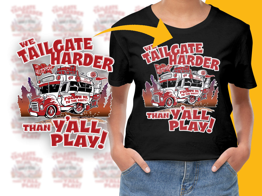 Tailgate Harder Than Y'all Play T-Shirt, Vintage Truck Graphic Tee, Fun Sports Fan Shirt, Unisex Casual Apparel