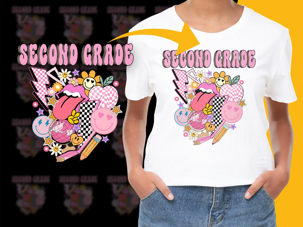 Second Grade Kids T-Shirt, Colorful Fruit and Pencil Design, Cute School Tee, Vibrant Children's Clothing, Unisex Top for School