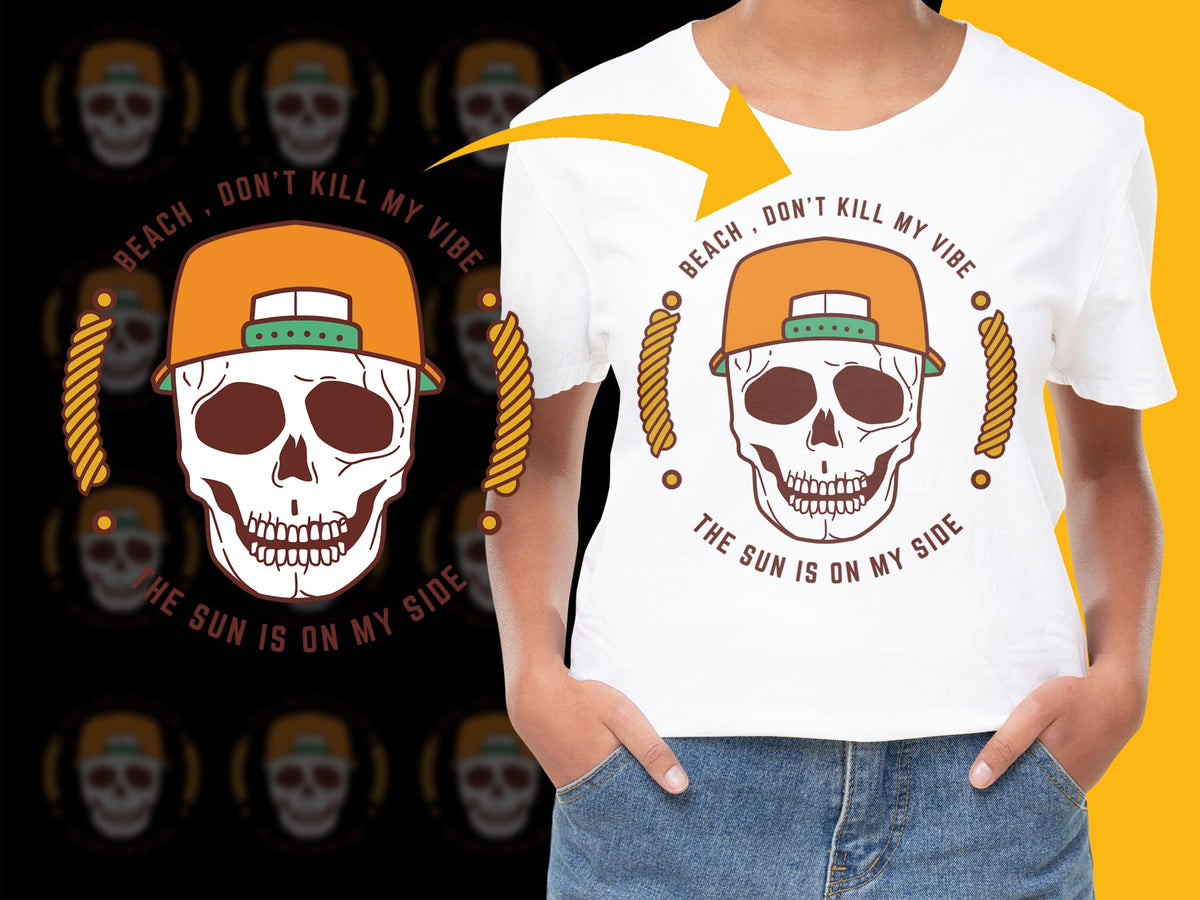 Beach Skull T-Shirt, Don't Kill My Vibe, Summer Skull Graphic Tee, Unisex Fashion Shirt