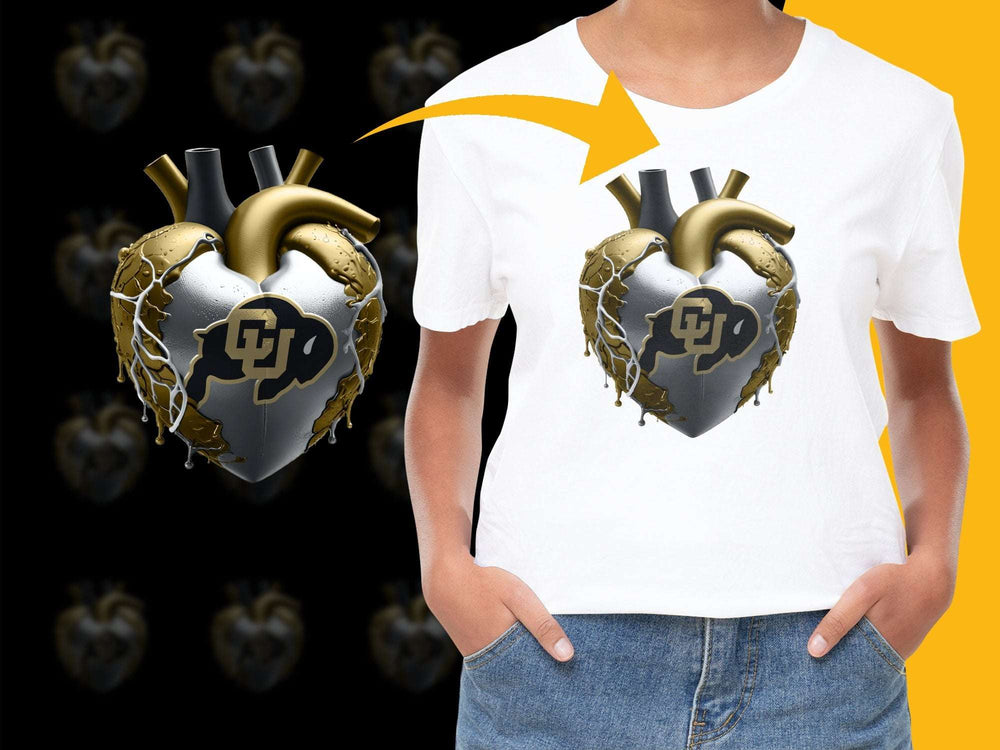 Gothic Heart T-Shirt, Unique Silver and Gold Heart Design, Casual Graphic Tee for All Ages