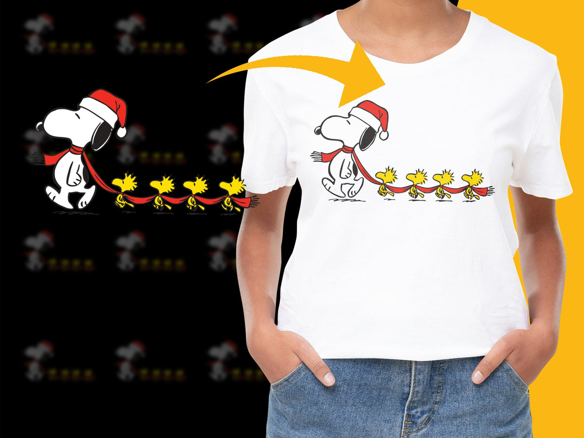 Snoopy Christmas T-Shirt, Peanuts Cartoon Holiday Tee, Kids and Adult Sizes, Festive Family Apparel