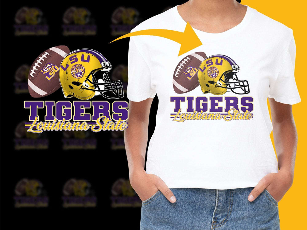 LSU Tigers Football T-Shirt, Louisiana State University Sports Tee, College Game Day Apparel, Purple and Gold Shirt