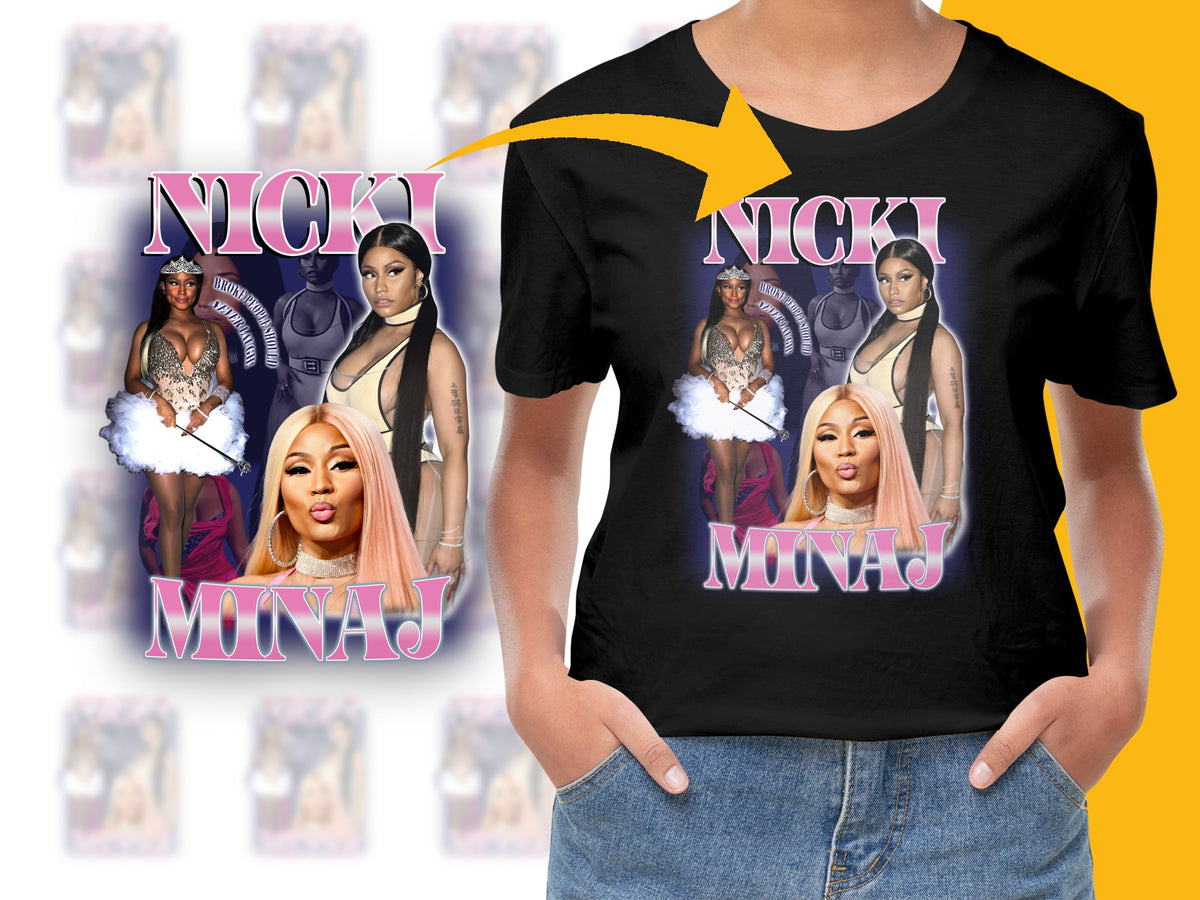 Nicki Minaj Graphic T-Shirt, Black Cotton Tee with Pop Star Photos, Music Fan Apparel, Hip Hop Artist Merchandise.
