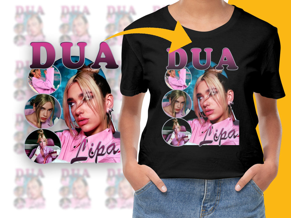 Dua Lipa Collage T-Shirt, Pop Music Fan Tee, Graphic Pop Star Shirt, Trendy Artist Merchandise, Unique Gift Idea
