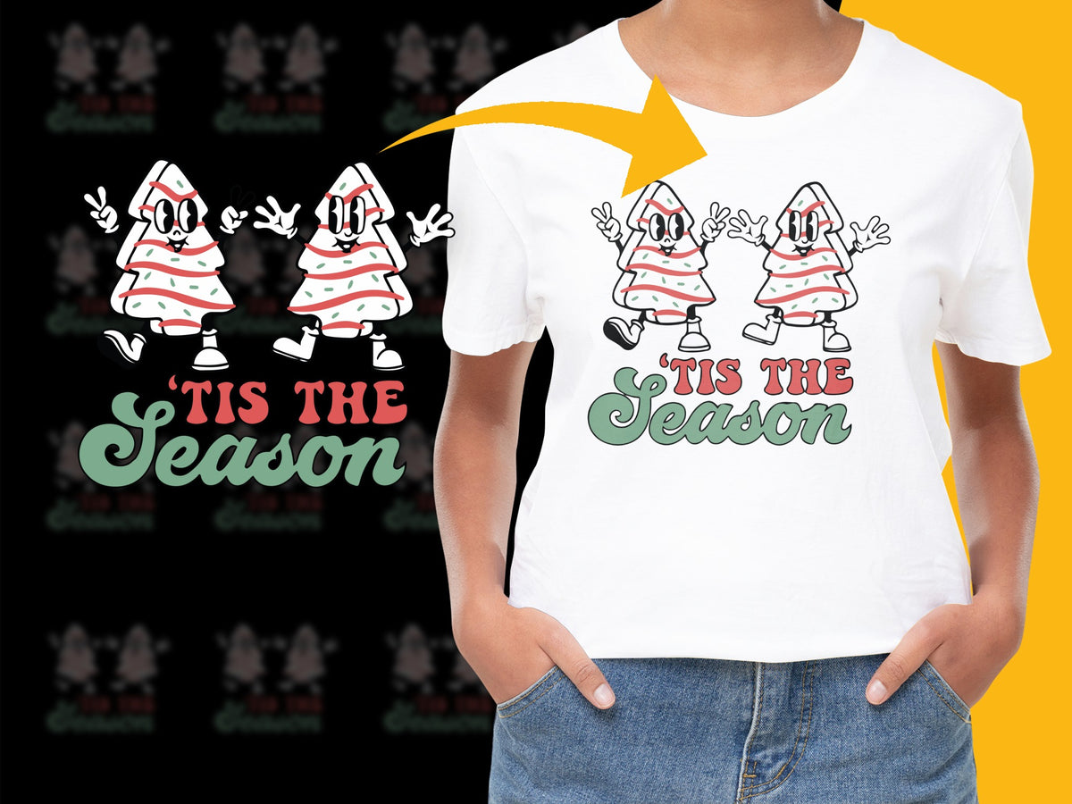 Festive Holiday T-Shirt, 'Tis the Season Funny Christmas Tree Graphic Tee, Unisex Xmas Apparel