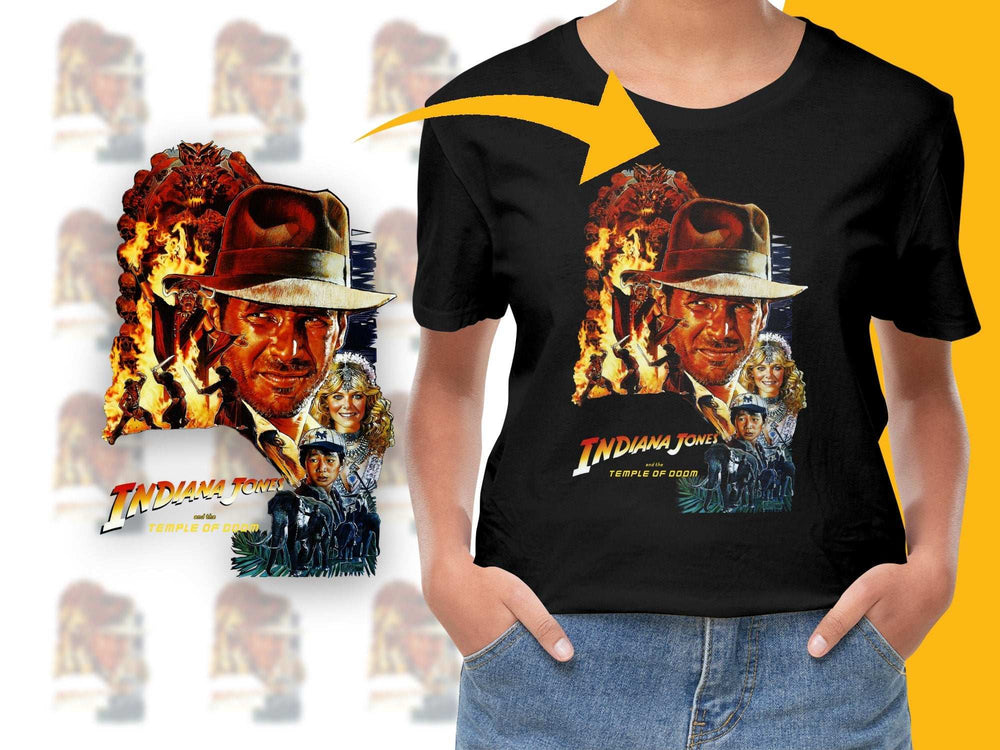 Vintage Indiana Jones Temple of Doom Movie T-Shirt, Classic Film Graphic Tee, Retro 80s Action Adventure Shirt