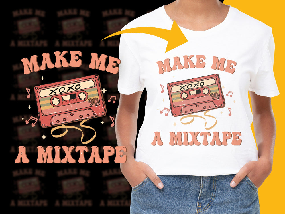 Retro Mixtape Graphic T-Shirt, Vintage Cassette Tee, 90s Music Theme, Unisex Cotton Shirt
