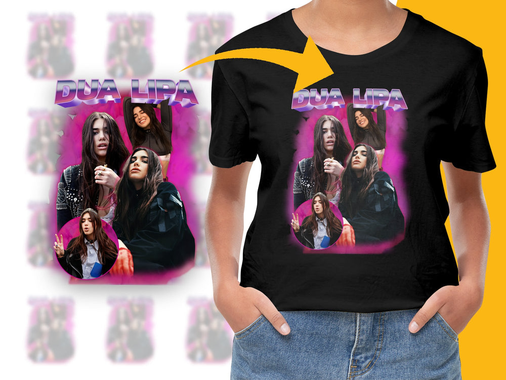 Dua Lipa Graphic T-Shirt, Pop Music Artist Tee, Concert Merchandise, Trendy Black Shirt for Fans