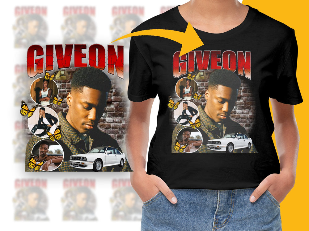 Giveon Graphic T-Shirt, Vintage Car and Butterfly Design, Unisex Black Tee, Music Fan Apparel