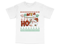 Load image into Gallery viewer, Santa's Favorite Ho Christmas T-Shirt, Festive Holiday Graphic Tee, Cute Santa and Trees Design, Unisex Adult Sizes