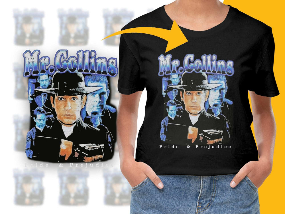 Mr. Collins Pride and Prejudice Inspired Graphic T-Shirt, Retro Movie Tee, Vintage Style, Film Character Shirt, Unique Gift Idea