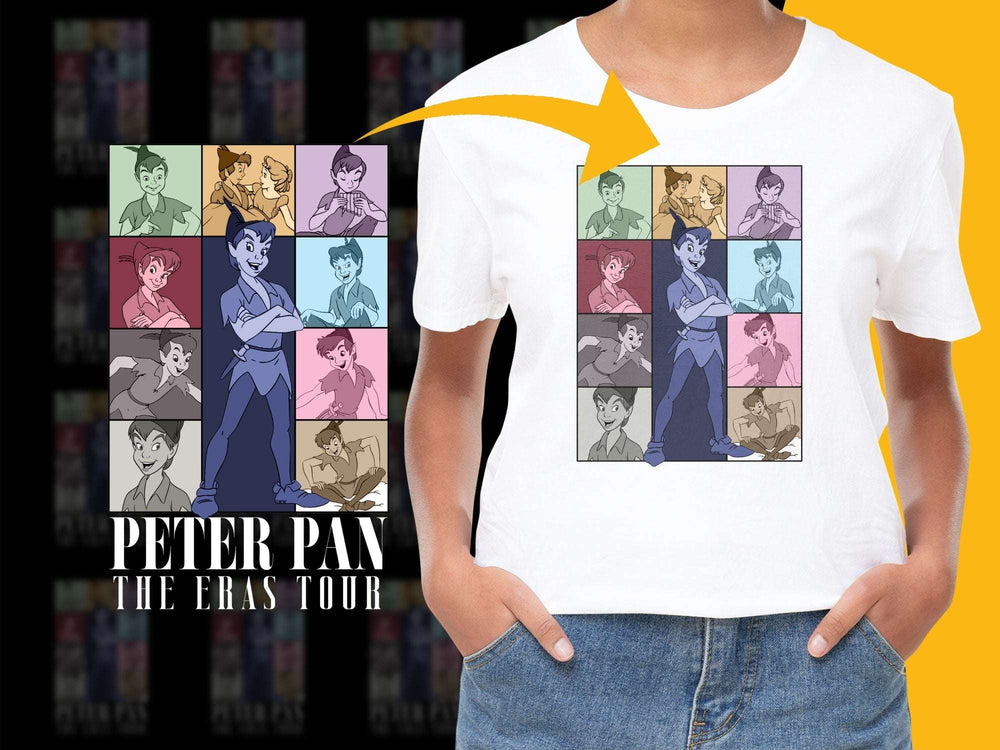 Peter Pan The Eras Tour Graphic T-Shirt, Vintage Cartoon Character Tee, Colorful Retro Style Shirt for All Ages
