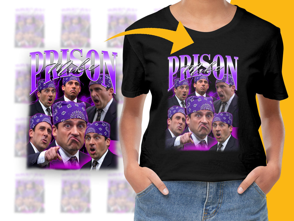 Prison TV Show Inspired Graphic T-Shirt, Funny Faces Collage, Fan Merchandise, Casual Black Tee
