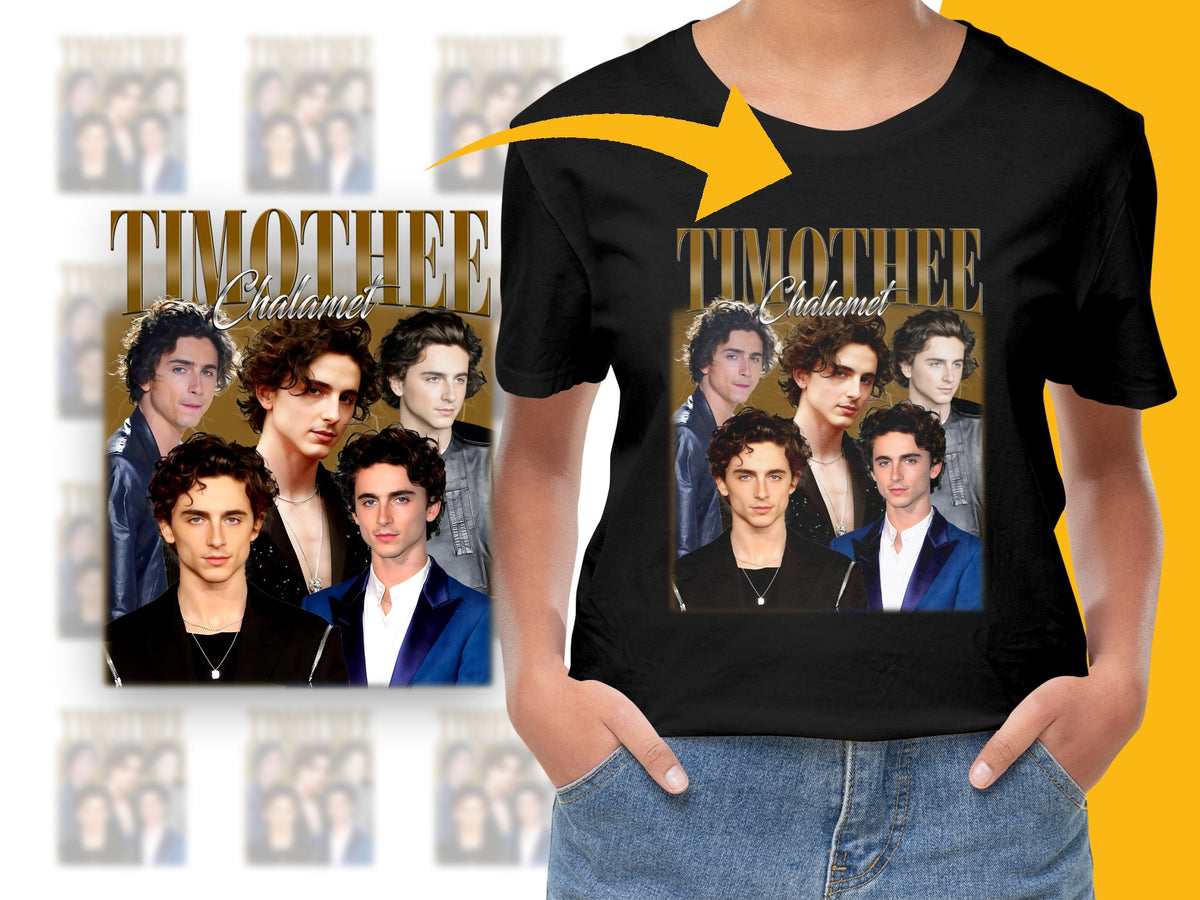 Timothee Chalamet Graphic T-Shirt, Celebrity Photo Collage Shirt, Unisex Fashion Tee, Pop Culture Apparel, Gift for Fans