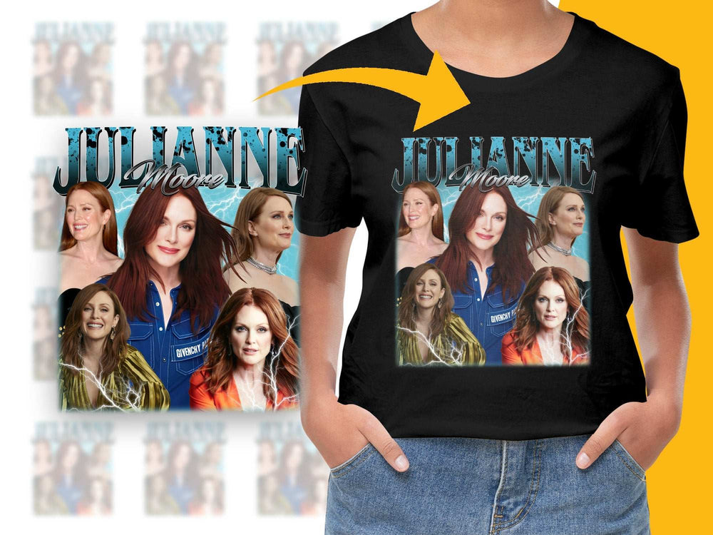 Julianne Moore Fan T-Shirt, Celebrity Photo Collage, Unique Graphic Tee, Unisex Fashion Top