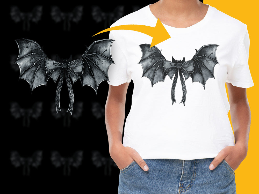 Kids Halloween Bat Wing T-Shirt, Cool Gothic Bat Graphic Tee, Unisex Children's Clothing, Spooky Apparel