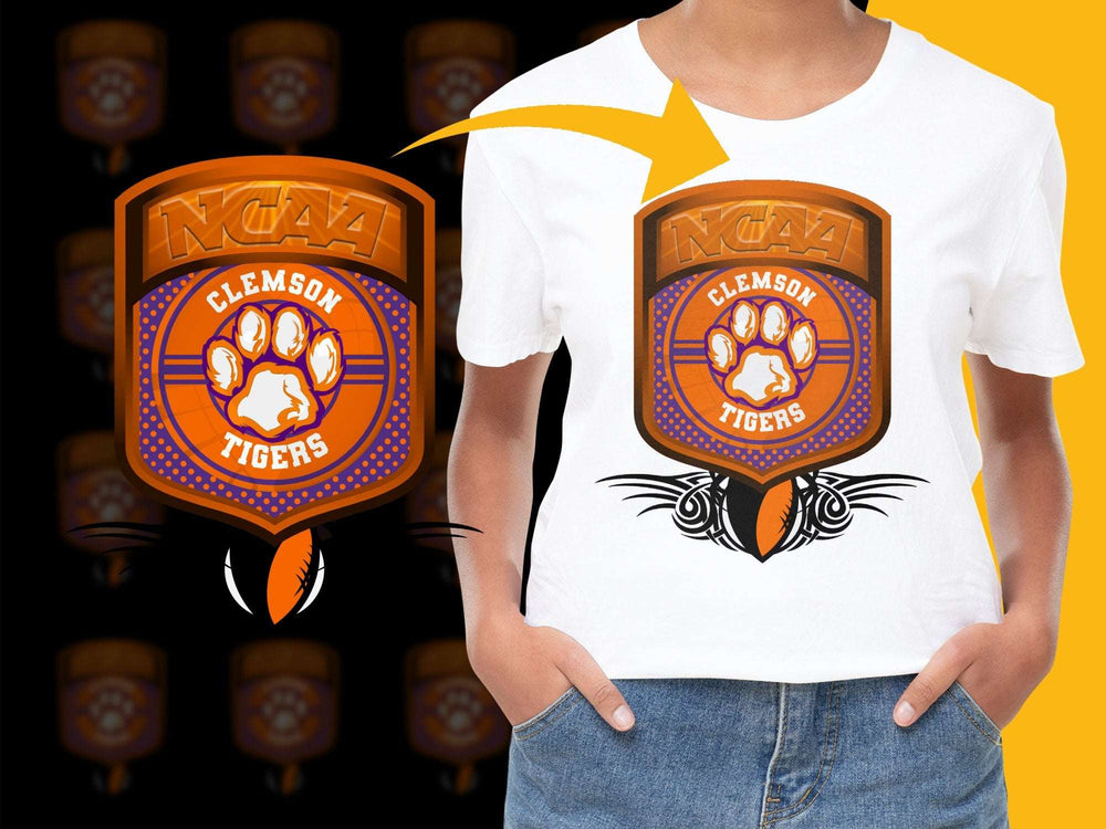 Clemson Tigers NCAA Logo T-Shirt, College Football Fan Gear, Orange Sports Apparel