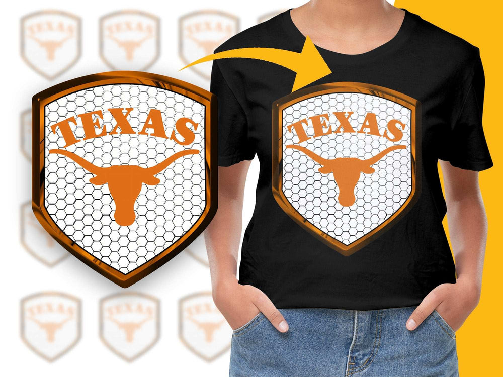 Texas Longhorn Graphic T-Shirt, Vintage Style Orange and White, Unisex Casual Wear, Sports Fan Apparel
